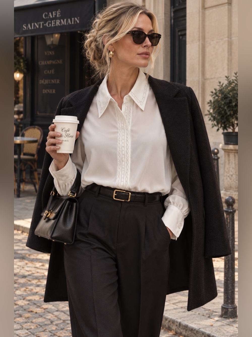 Elegant Ivory Button-Down Blouse with Pintuck Detail